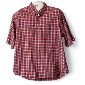 Rare 90s Ralph Lauren Red Plaid Popover Shirt, Men's Size L